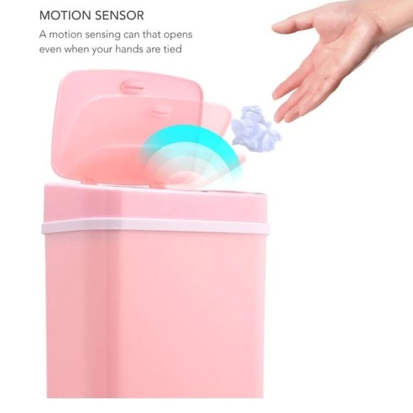 Ninestars Rectangular Motion Sensor Trash Can- Pink - Picture 4 of 12